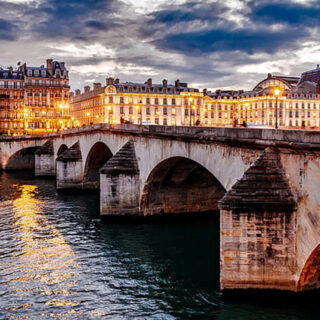 Paris at night bridge scene